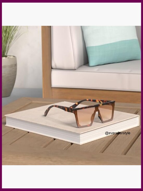 Square Big Sunglasses Thick Frame Flat Top Mirrored UV400 Protection main image 6